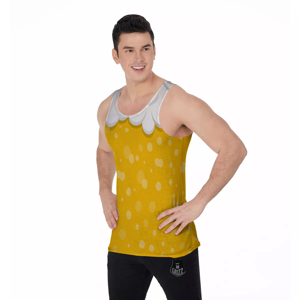Beer Foam And Bubbles Cartoon Print Men's Tank Top-grizzshop