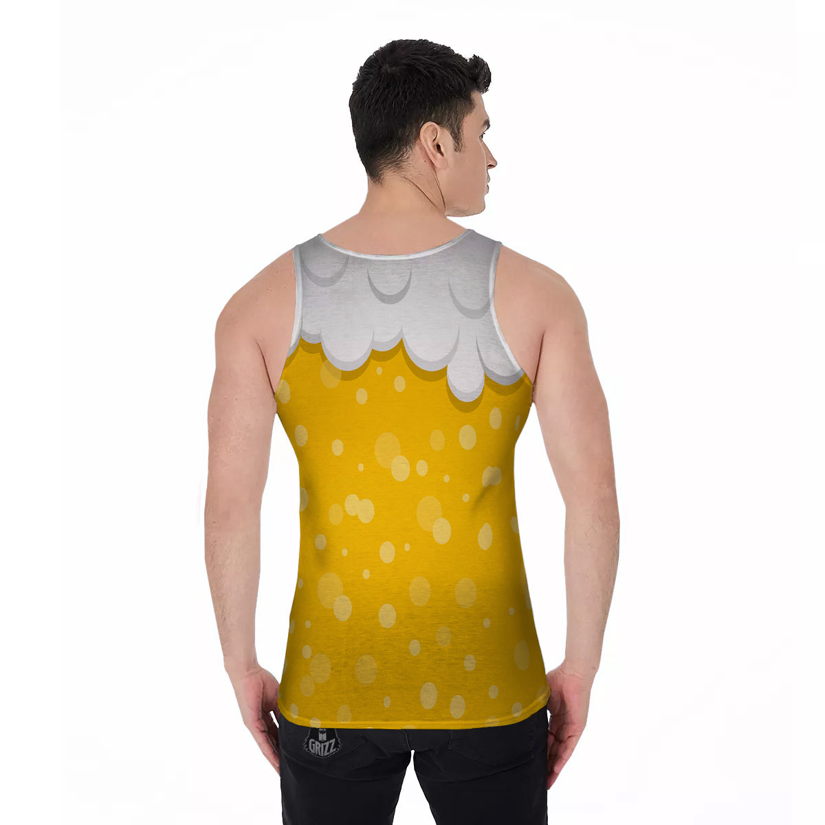 Beer Foam And Bubbles Cartoon Print Men's Tank Top-grizzshop