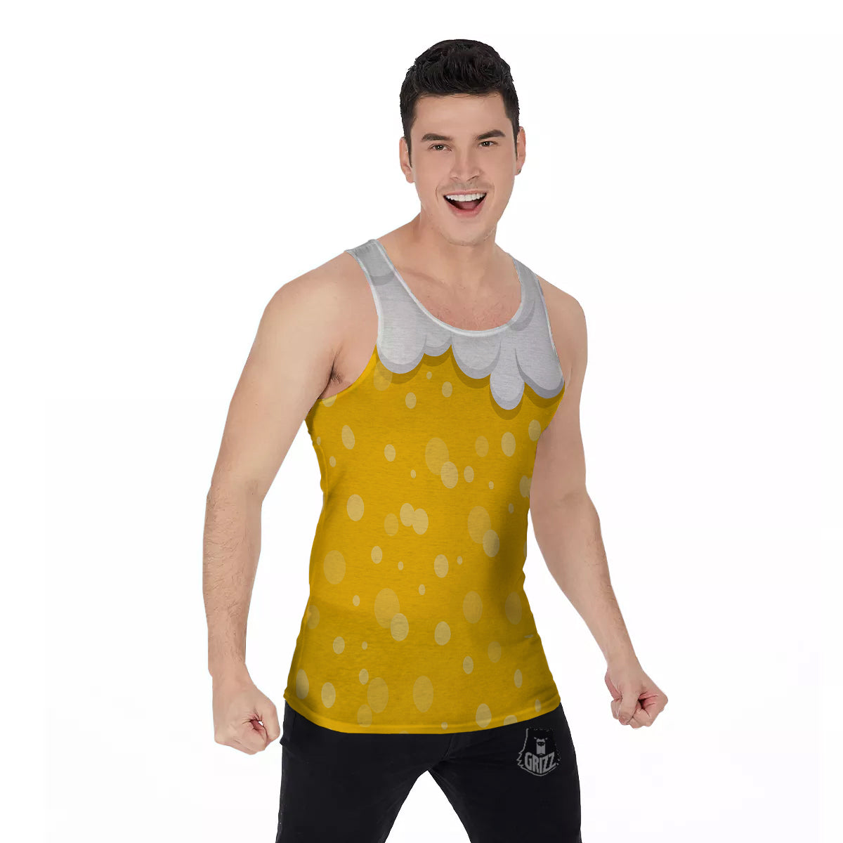 Beer Foam And Bubbles Cartoon Print Men's Tank Top-grizzshop