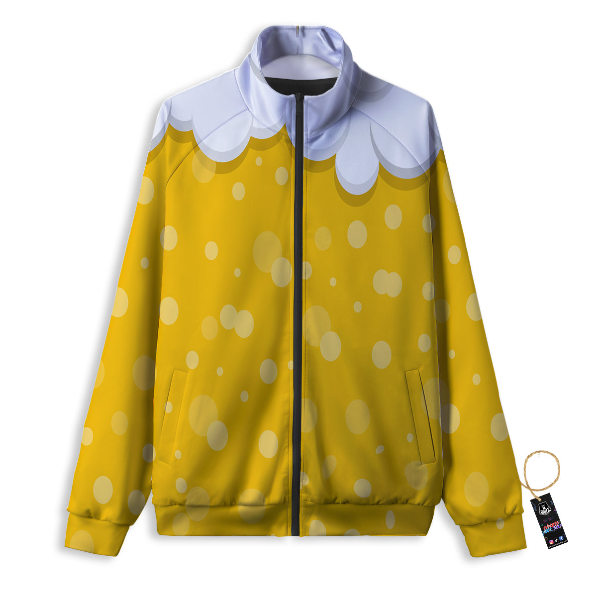 Beer Foam And Bubbles Cartoon Print Track Jacket-grizzshop