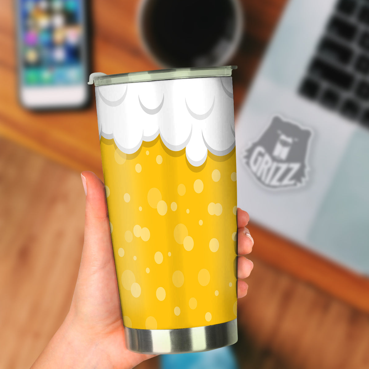 Beer Foam And Bubbles Cartoon Print Tumbler-grizzshop