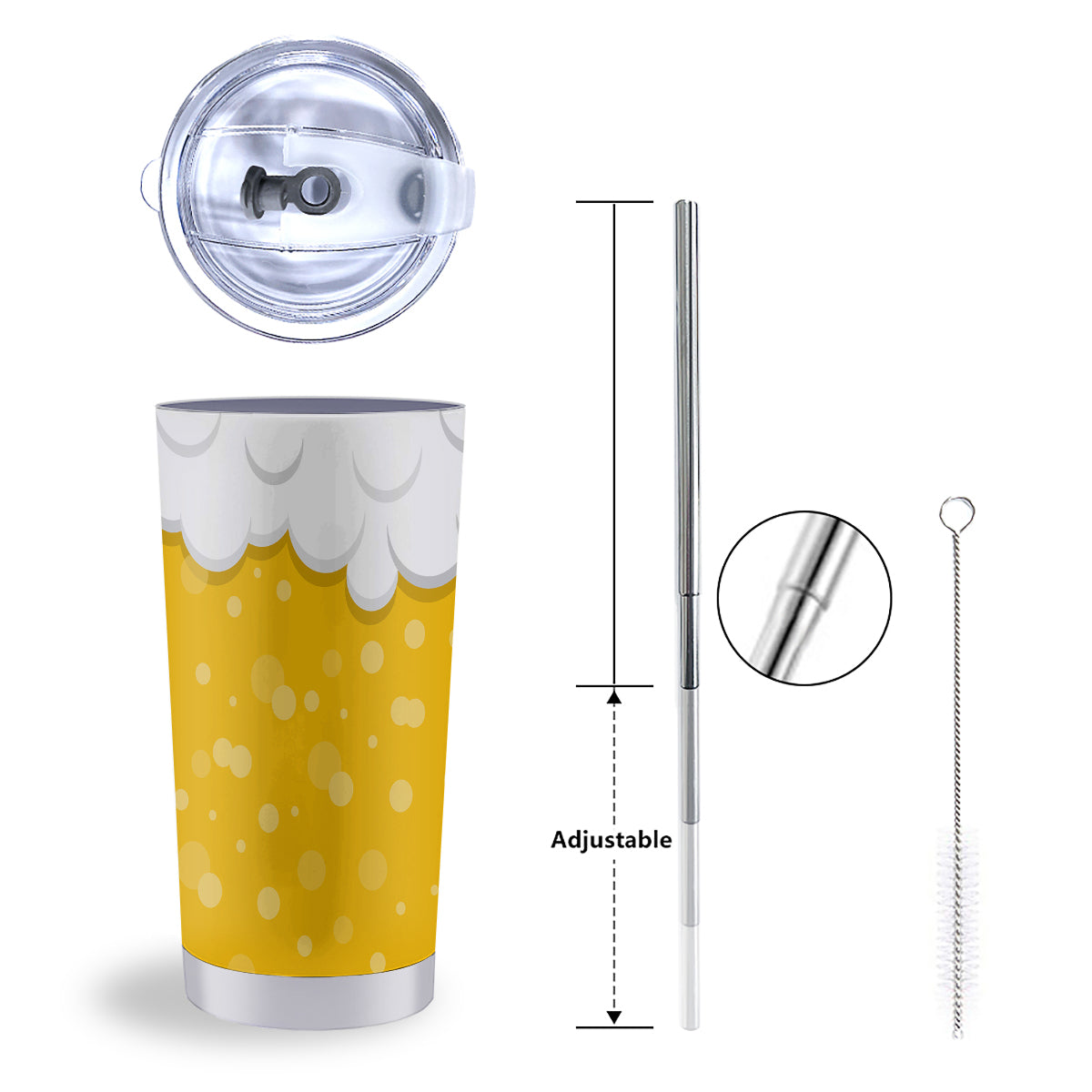Beer Foam And Bubbles Cartoon Print Tumbler-grizzshop