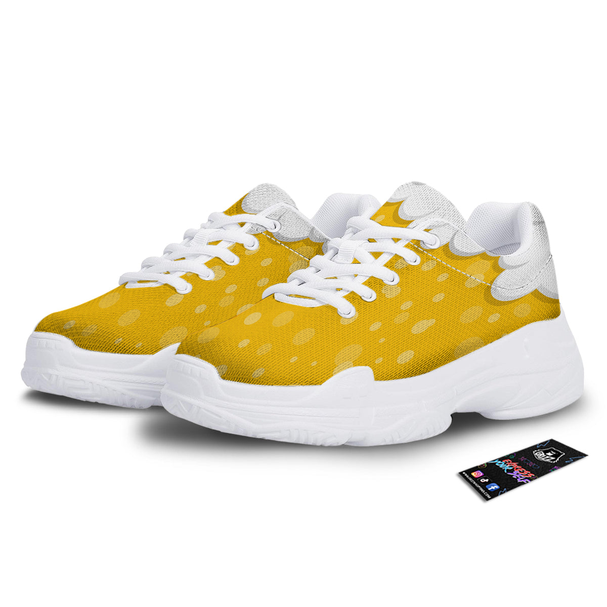Beer Foam And Bubbles Cartoon Print White Chunky Shoes-grizzshop
