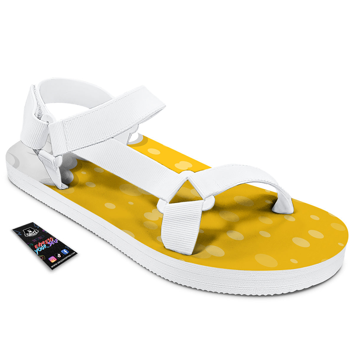 Beer Foam And Bubbles Cartoon Print White Open Toe Sandals-grizzshop