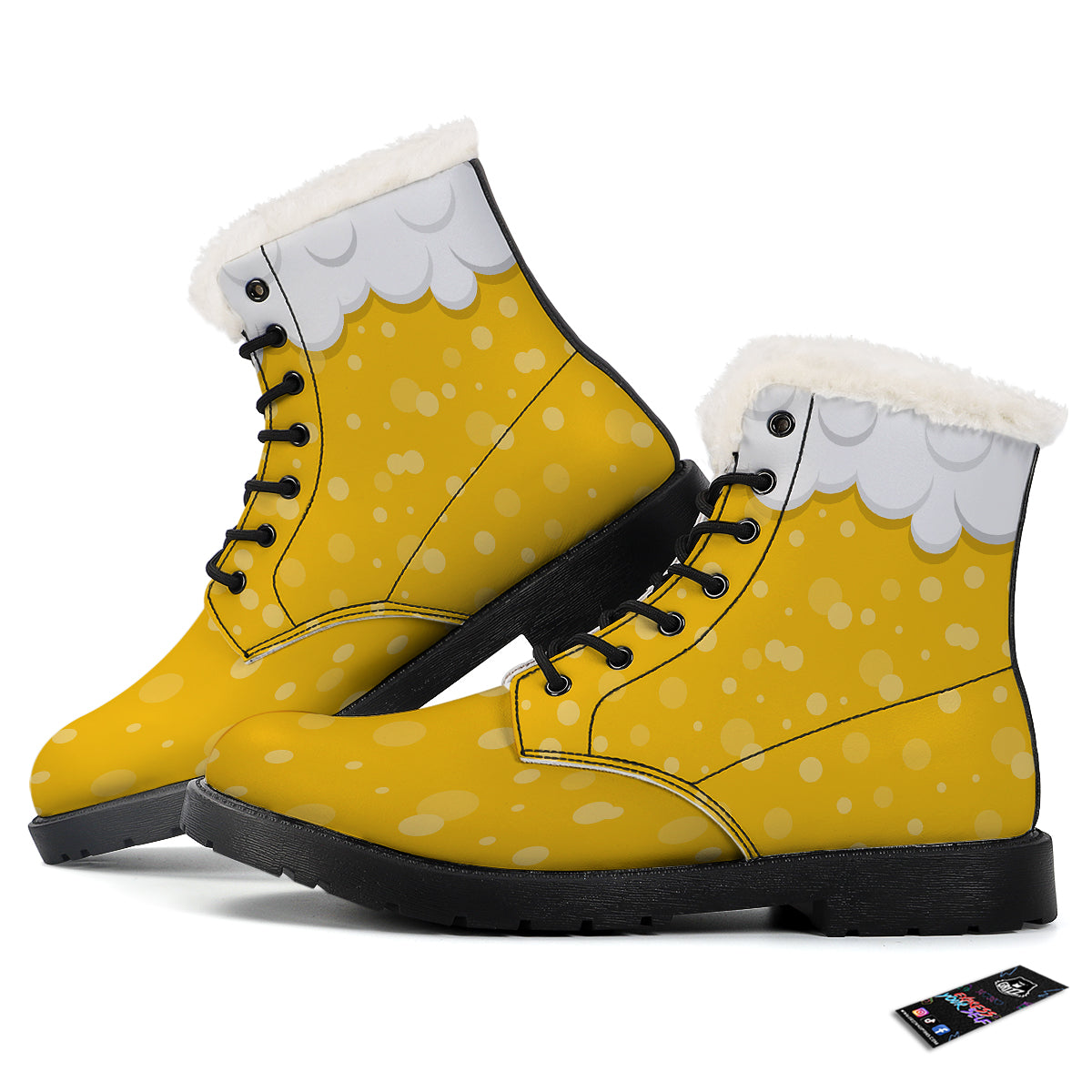 Beer Foam And Bubbles Cartoon Print Winter Boots-grizzshop