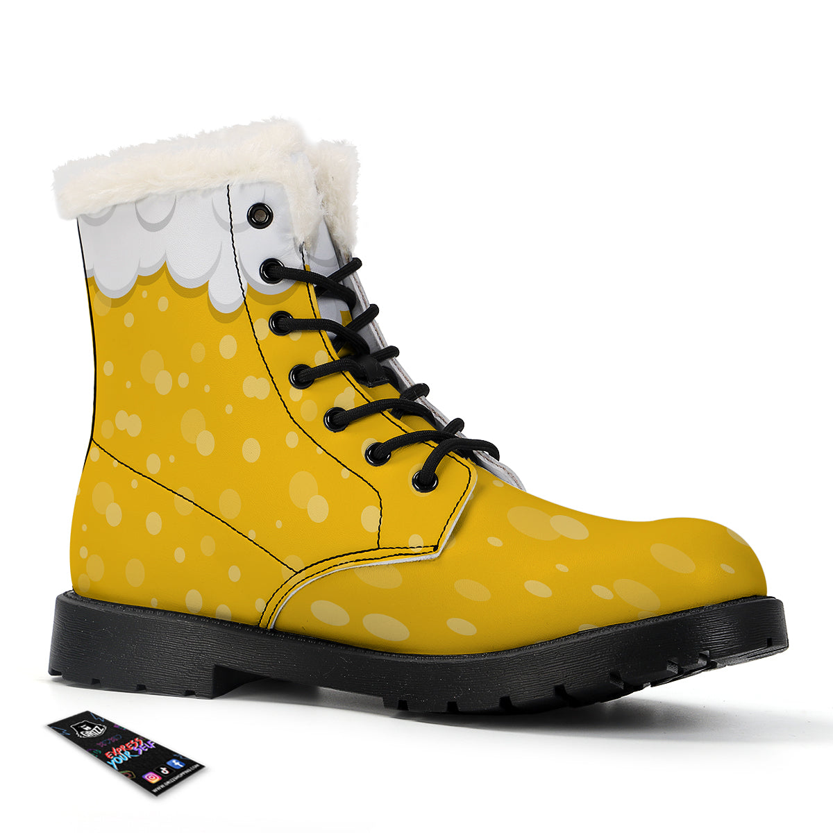 Beer Foam And Bubbles Cartoon Print Winter Boots-grizzshop