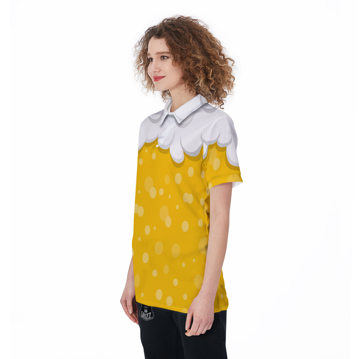 Beer Foam And Bubbles Cartoon Print Women's Golf Shirts-grizzshop
