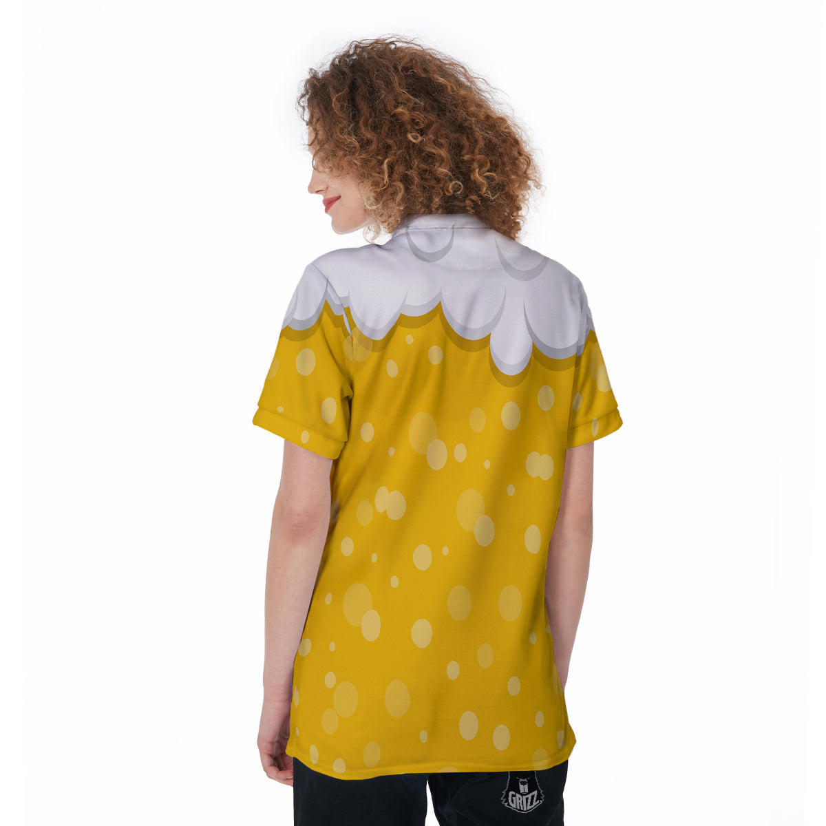 Beer Foam And Bubbles Cartoon Print Women's Golf Shirts-grizzshop