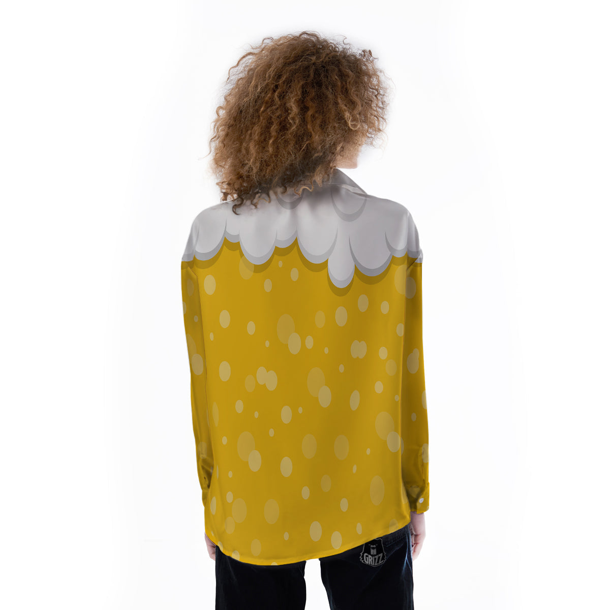 Beer Foam And Bubbles Cartoon Print Women's Long Sleeve Shirts-grizzshop
