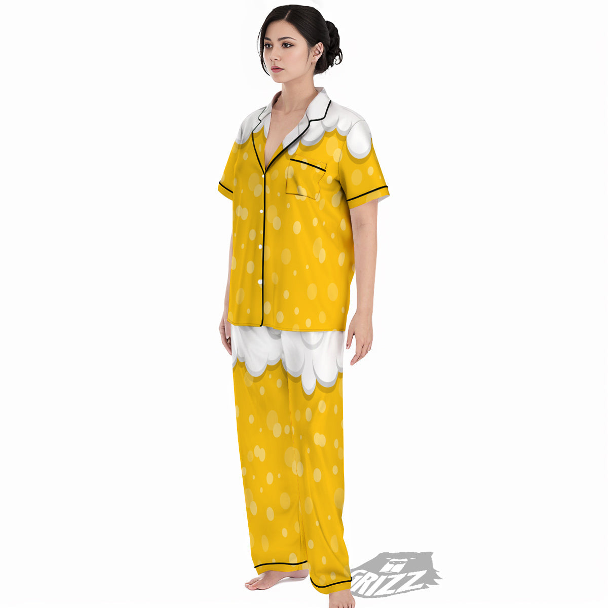 Beer Foam And Bubbles Cartoon Print Women's Pajamas Set-grizzshop