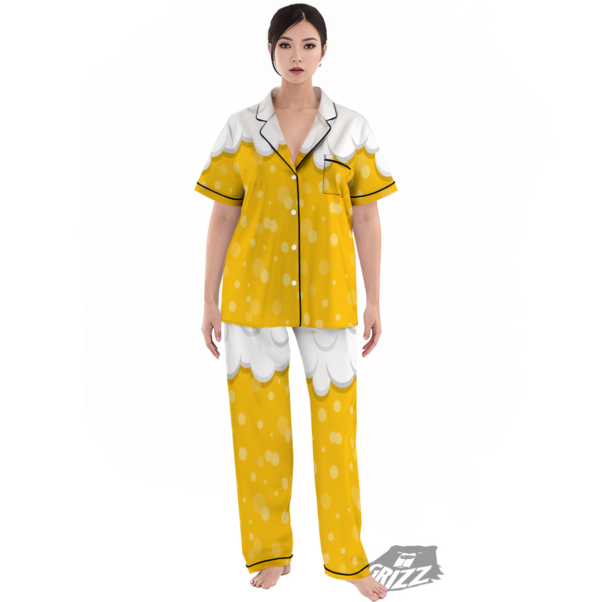 Beer Foam And Bubbles Cartoon Print Women's Pajamas Set-grizzshop