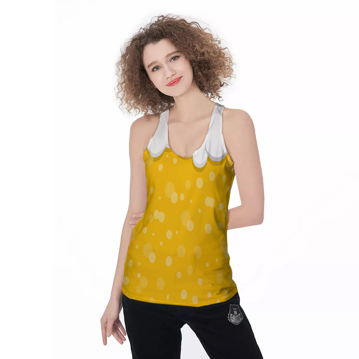 Beer Foam And Bubbles Cartoon Print Women's Racerback Tank Top-grizzshop
