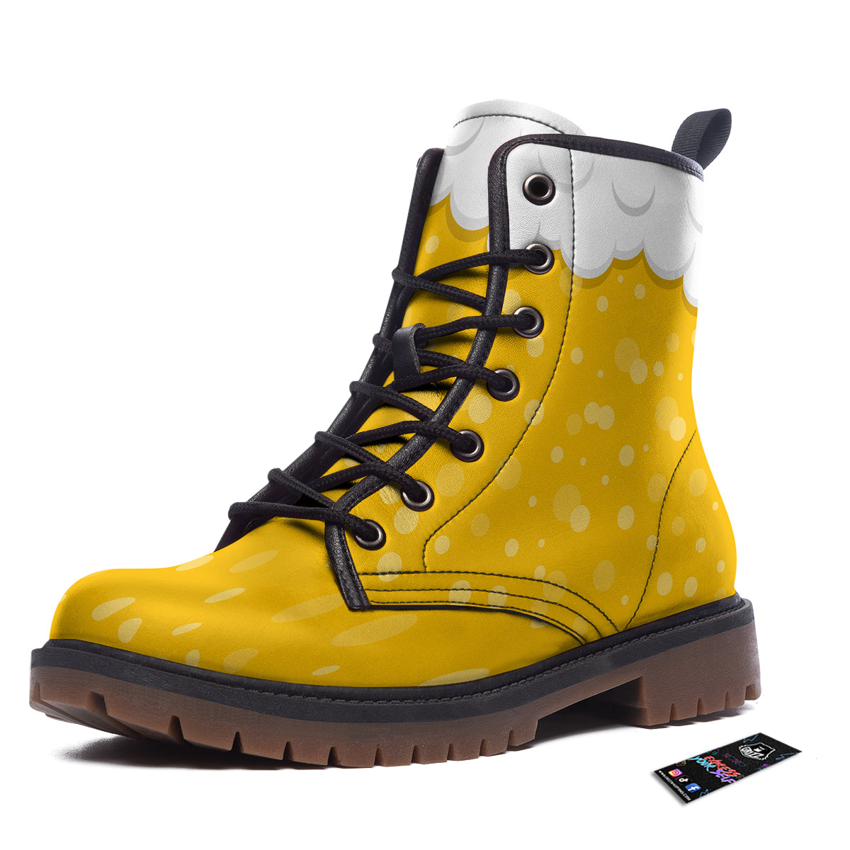 Beer Foam And Bubbles Cartoon Print Work Boots-grizzshop