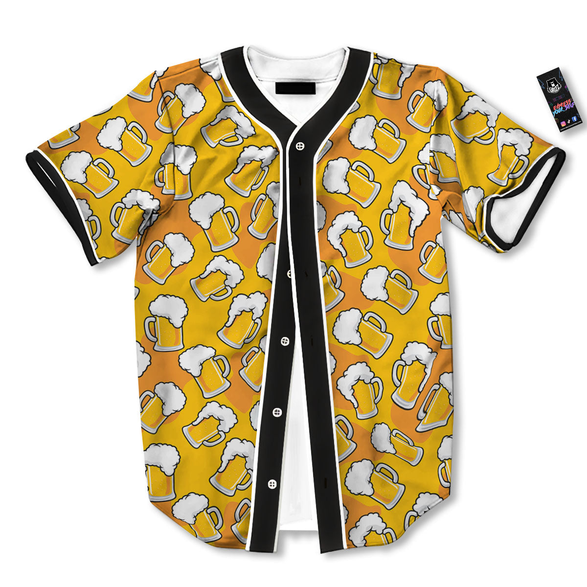 Beer Mug Pattern Print Baseball Jersey-grizzshop