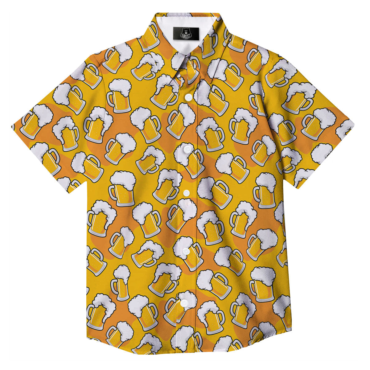 Beer Mug Pattern Print Button Up Shirt-grizzshop