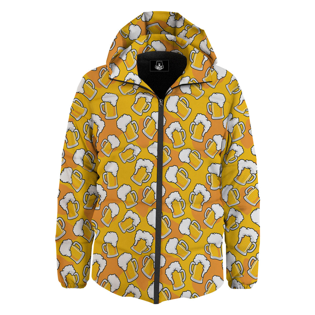 Beer Mug Pattern Print Down Jacket-grizzshop