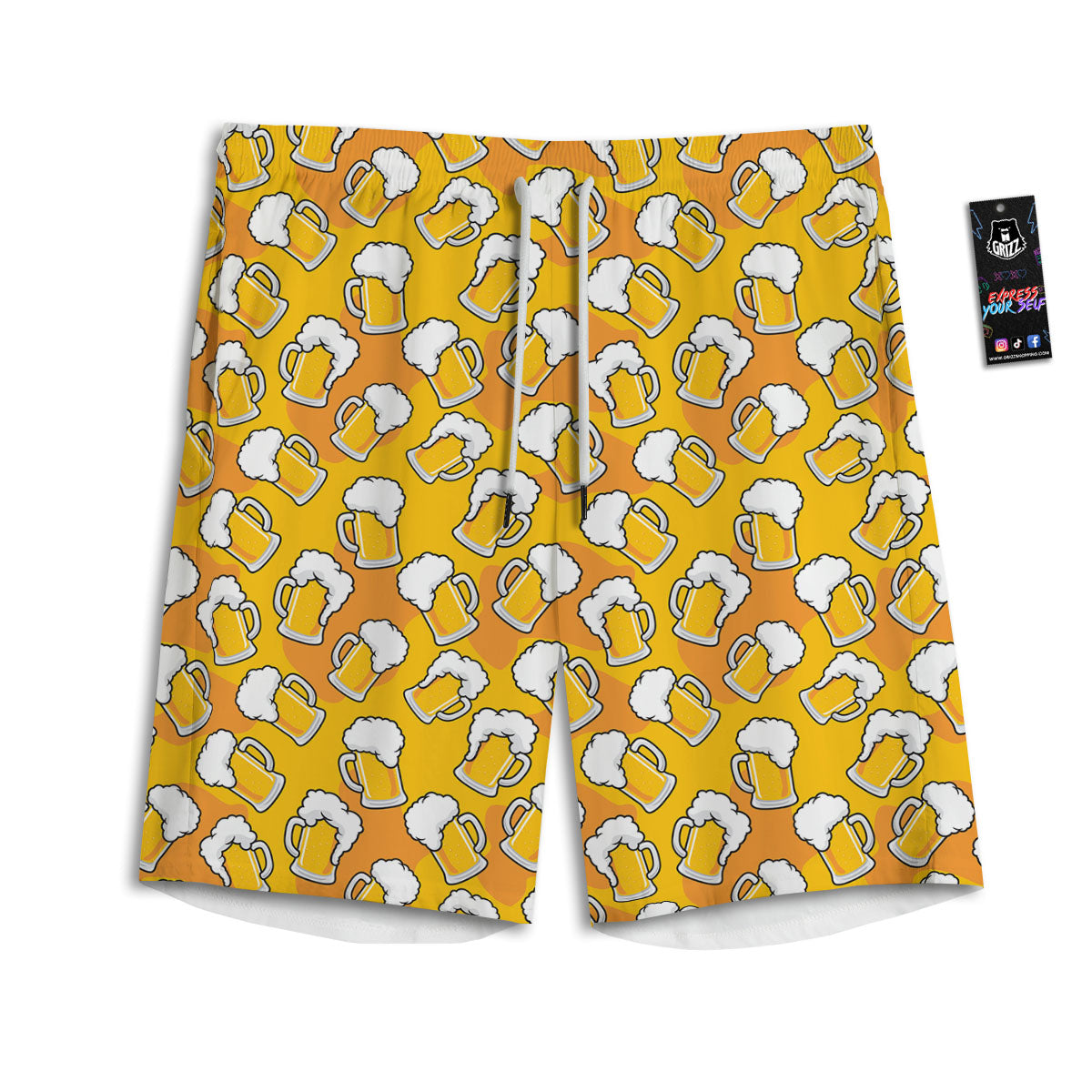 Beer Mug Pattern Print Men's Athletic Shorts