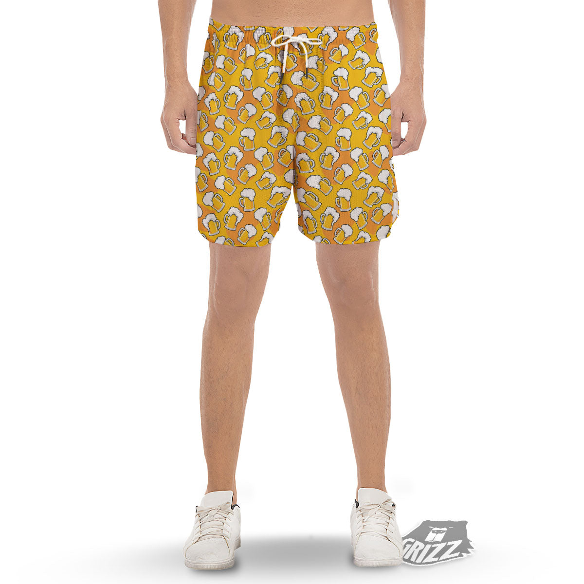 Beer Mug Pattern Print Men's Gym Shorts-grizzshop