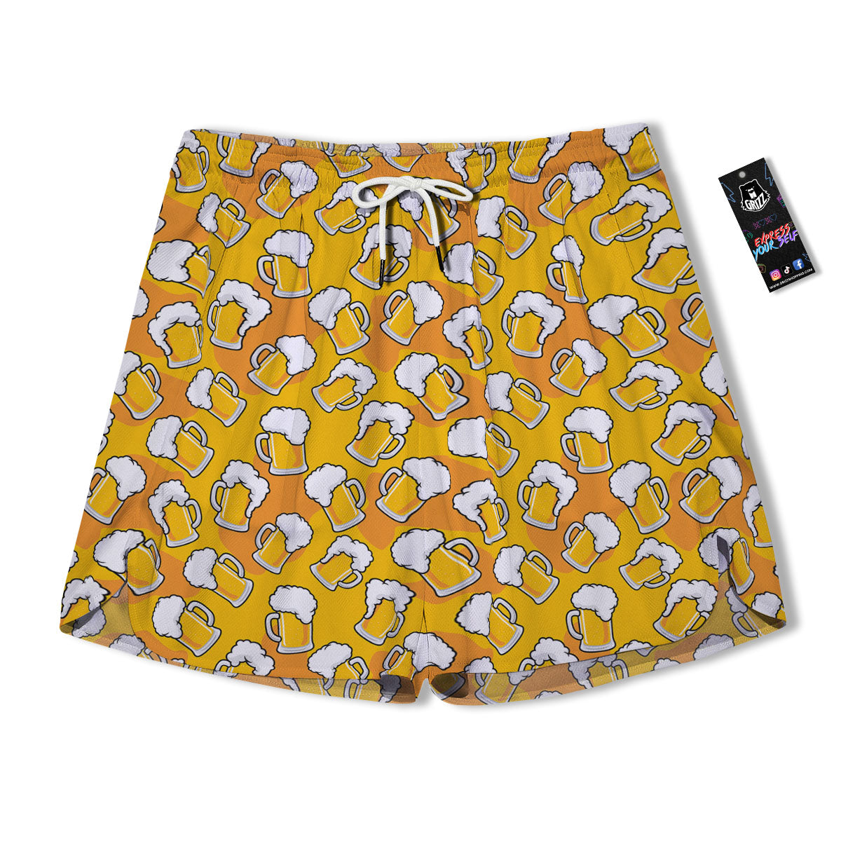 Beer Mug Pattern Print Men's Running Shorts-grizzshop