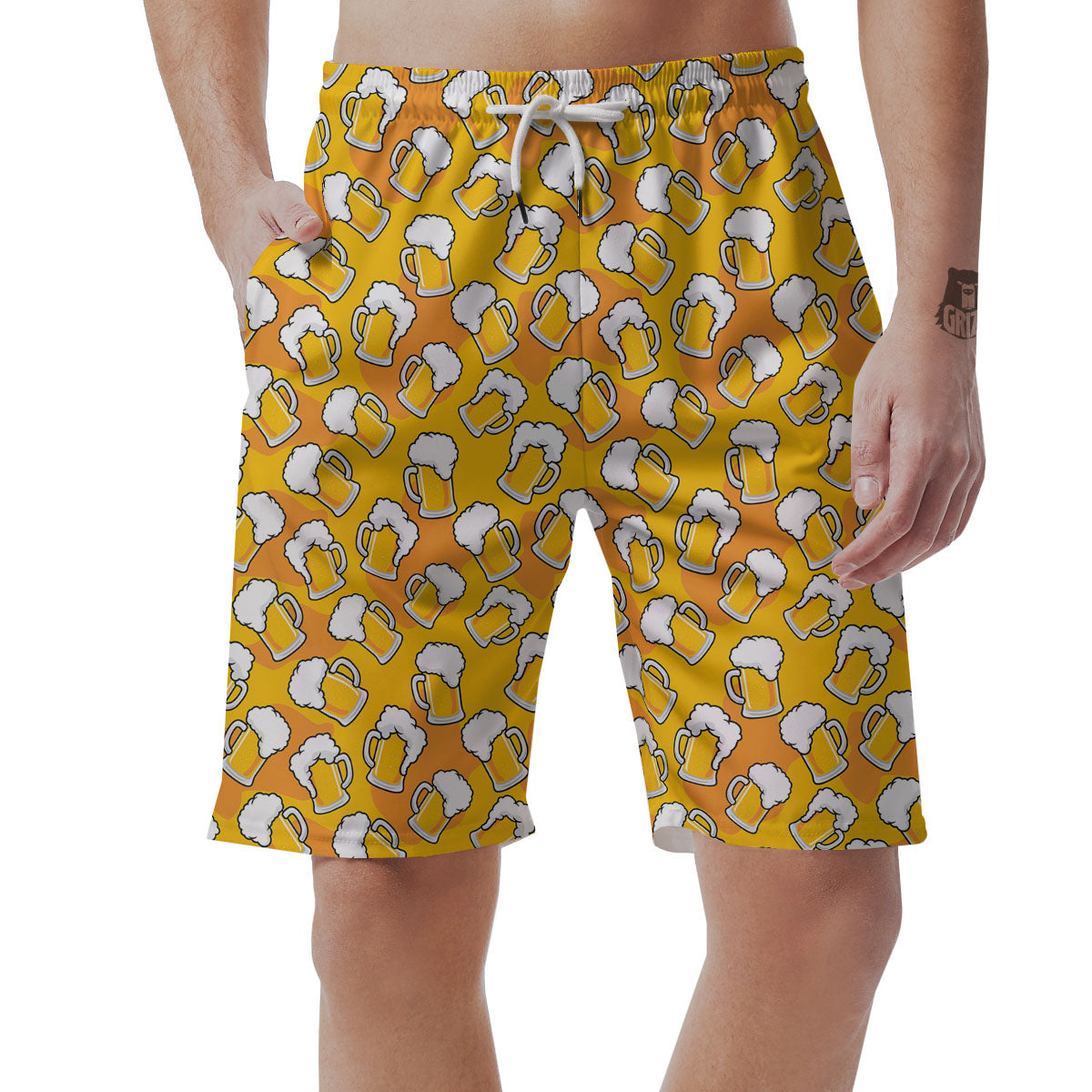 Beer Mug Pattern Print Men's Shorts-grizzshop