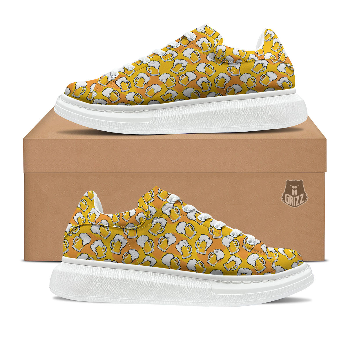 Beer Mug Pattern Print Platform Shoes-grizzshop