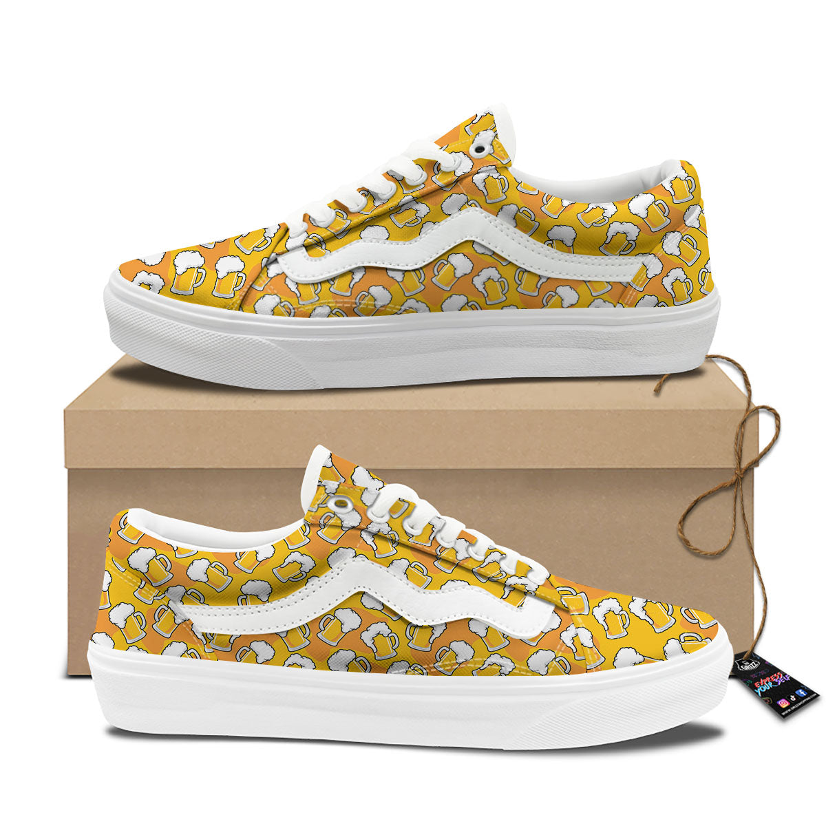 Beer Mug Pattern Print Skate Shoes-grizzshop