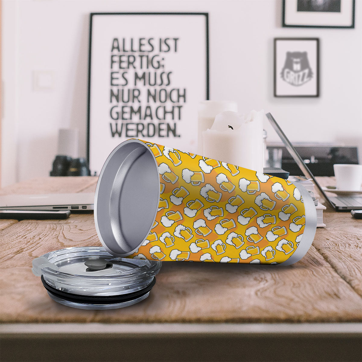 Beer Mug Pattern Print Tumbler-grizzshop