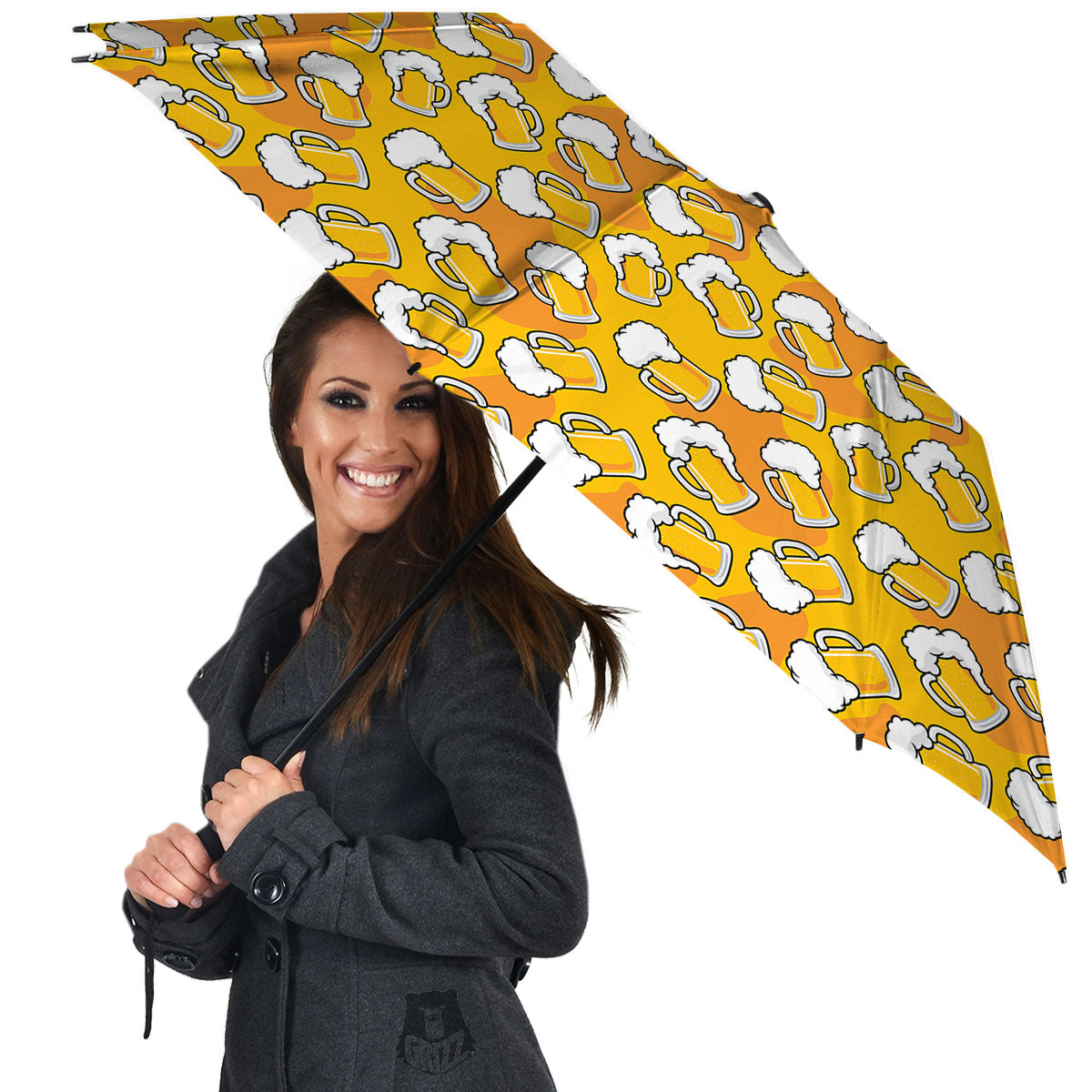 Beer Mug Pattern Print Umbrella-grizzshop