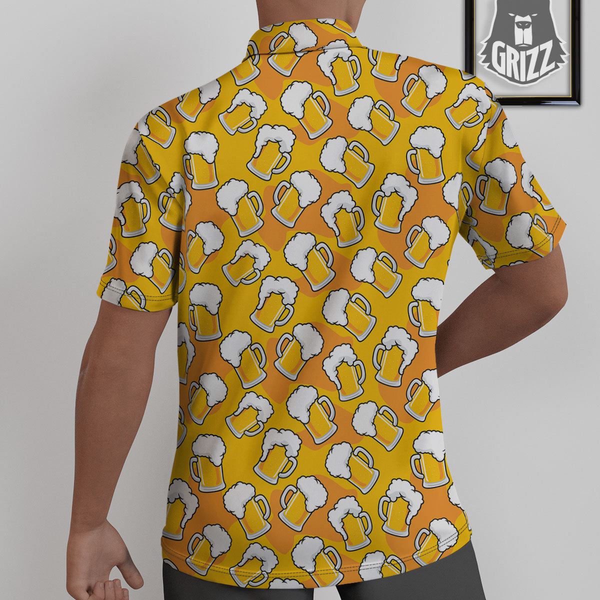 Beer Mug Pattern Print Untucked Shirts-grizzshop