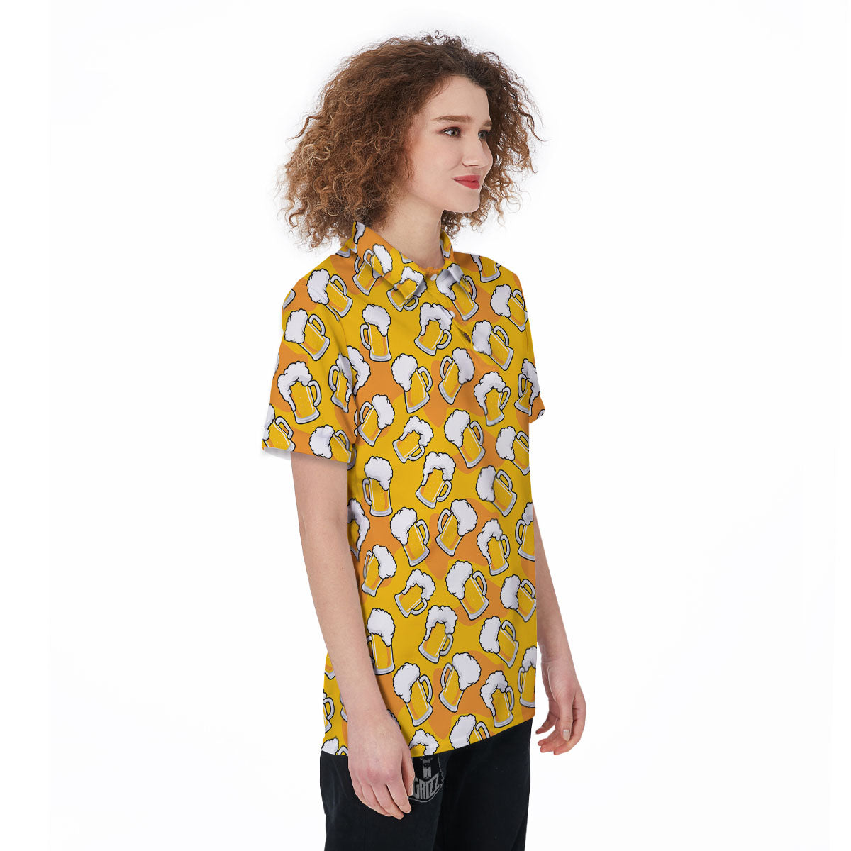 Beer Mug Pattern Print Women's Golf Shirts-grizzshop