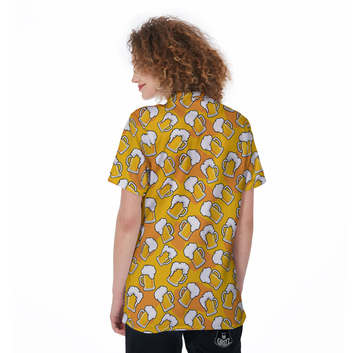Beer Mug Pattern Print Women's Golf Shirts-grizzshop