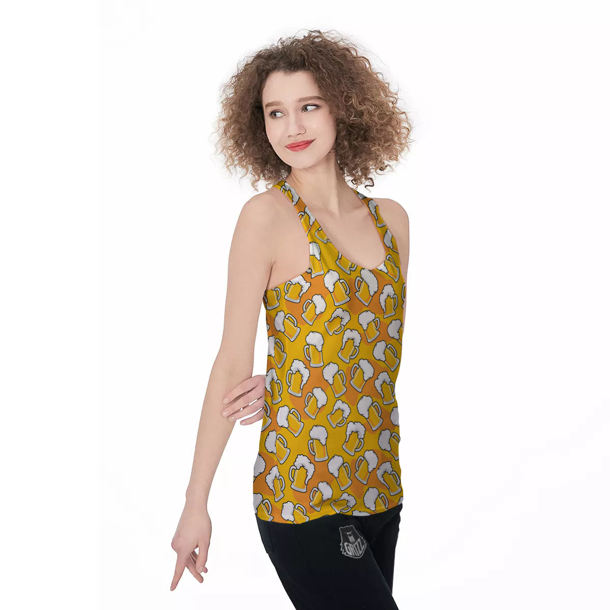 Beer Mug Pattern Print Women's Racerback Tank Top-grizzshop