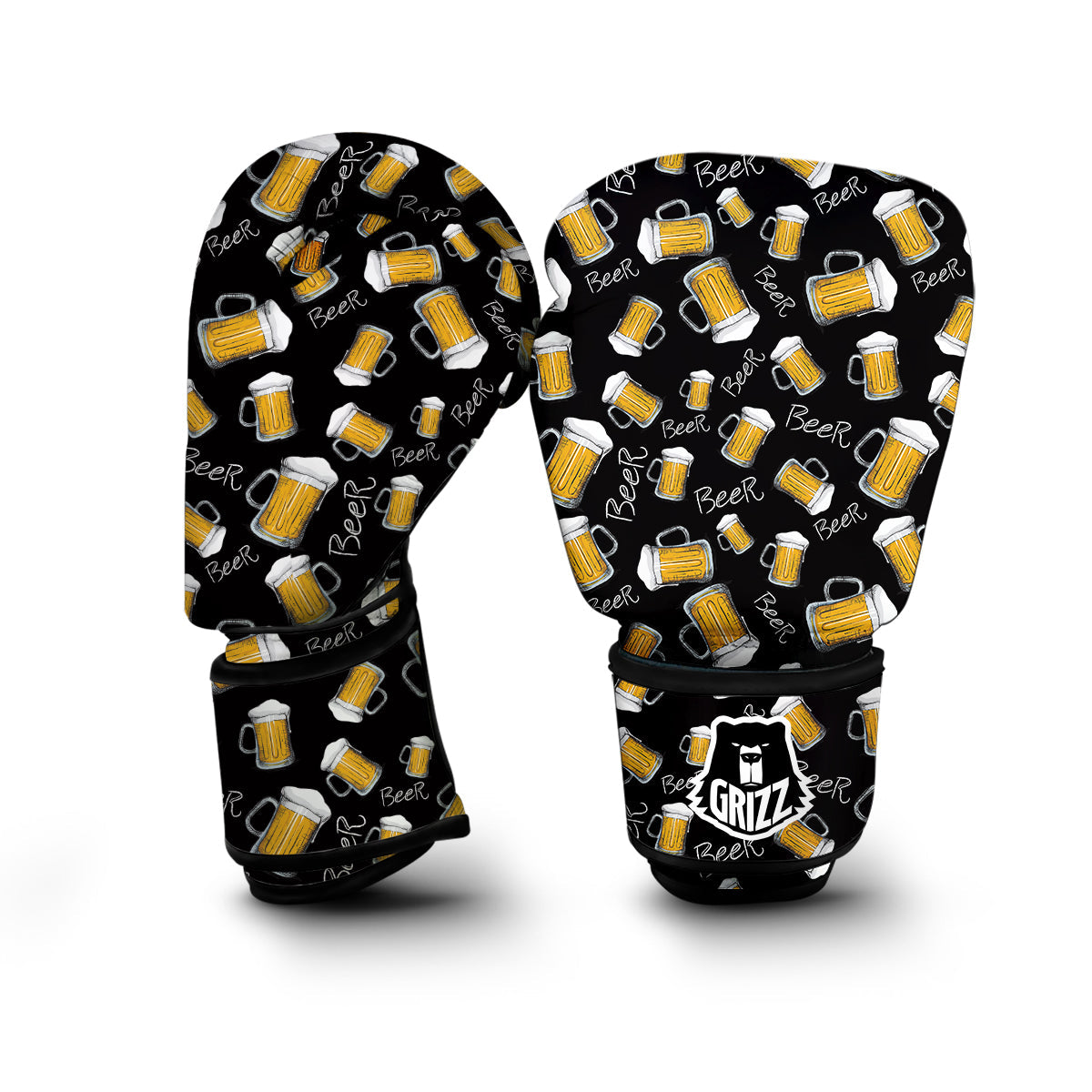 Beer Pattern Print Boxing Gloves-grizzshop