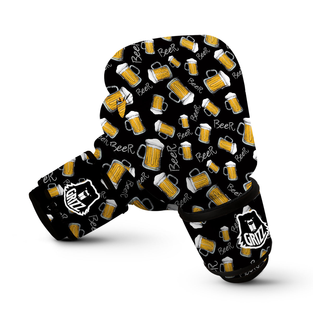 Beer Pattern Print Boxing Gloves-grizzshop