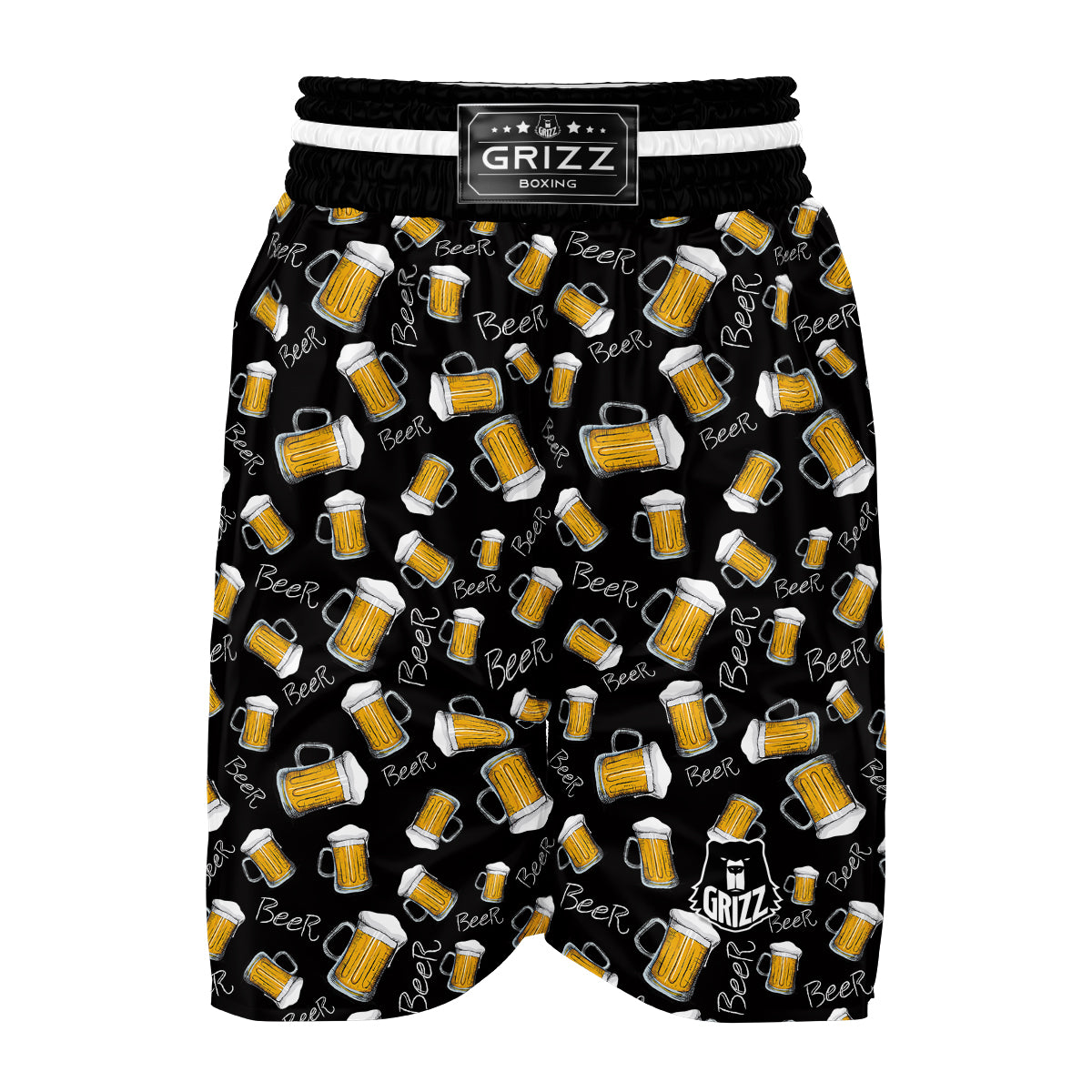 Beer Pattern Print Boxing Shorts-grizzshop
