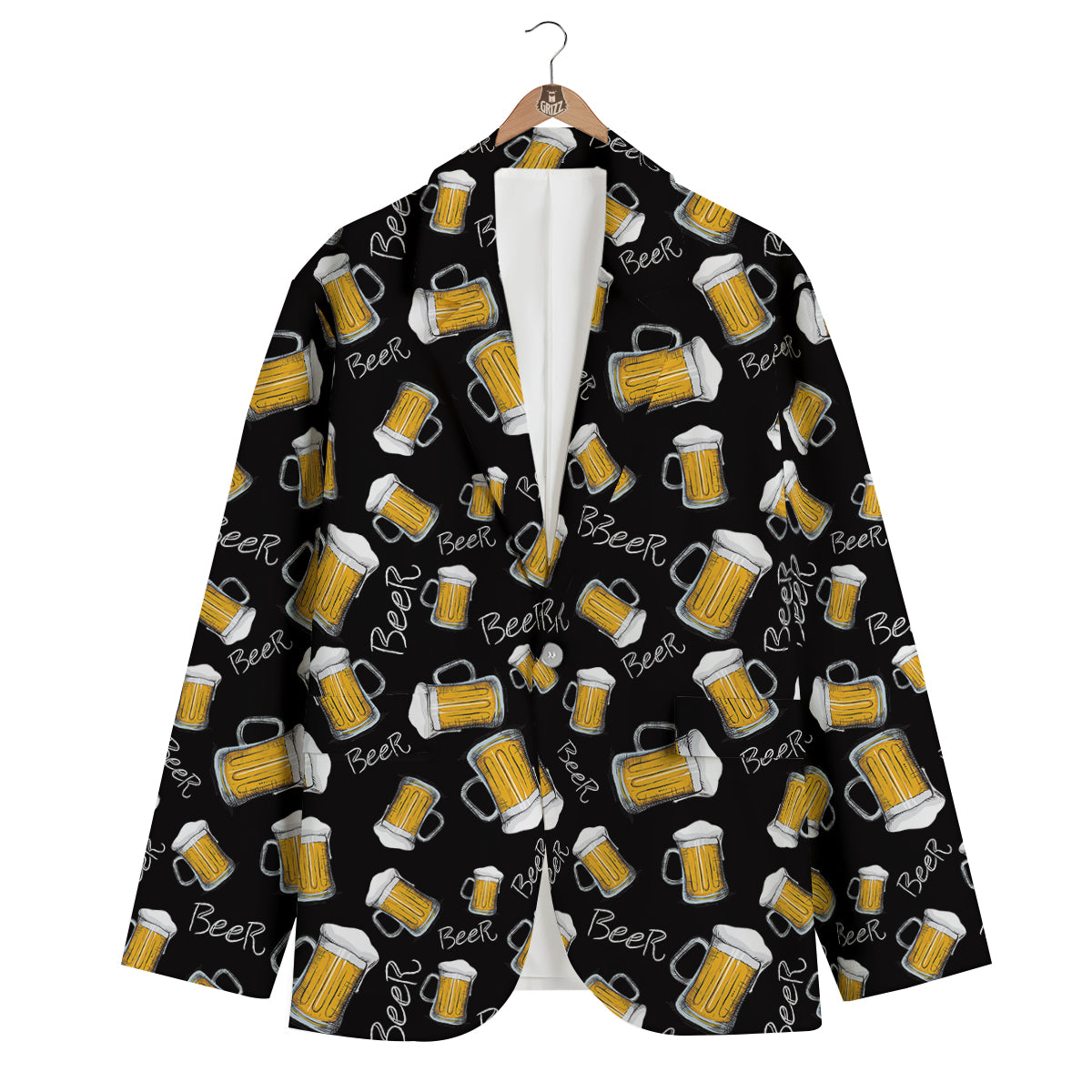 Beer Pattern Print Men's Blazer-grizzshop