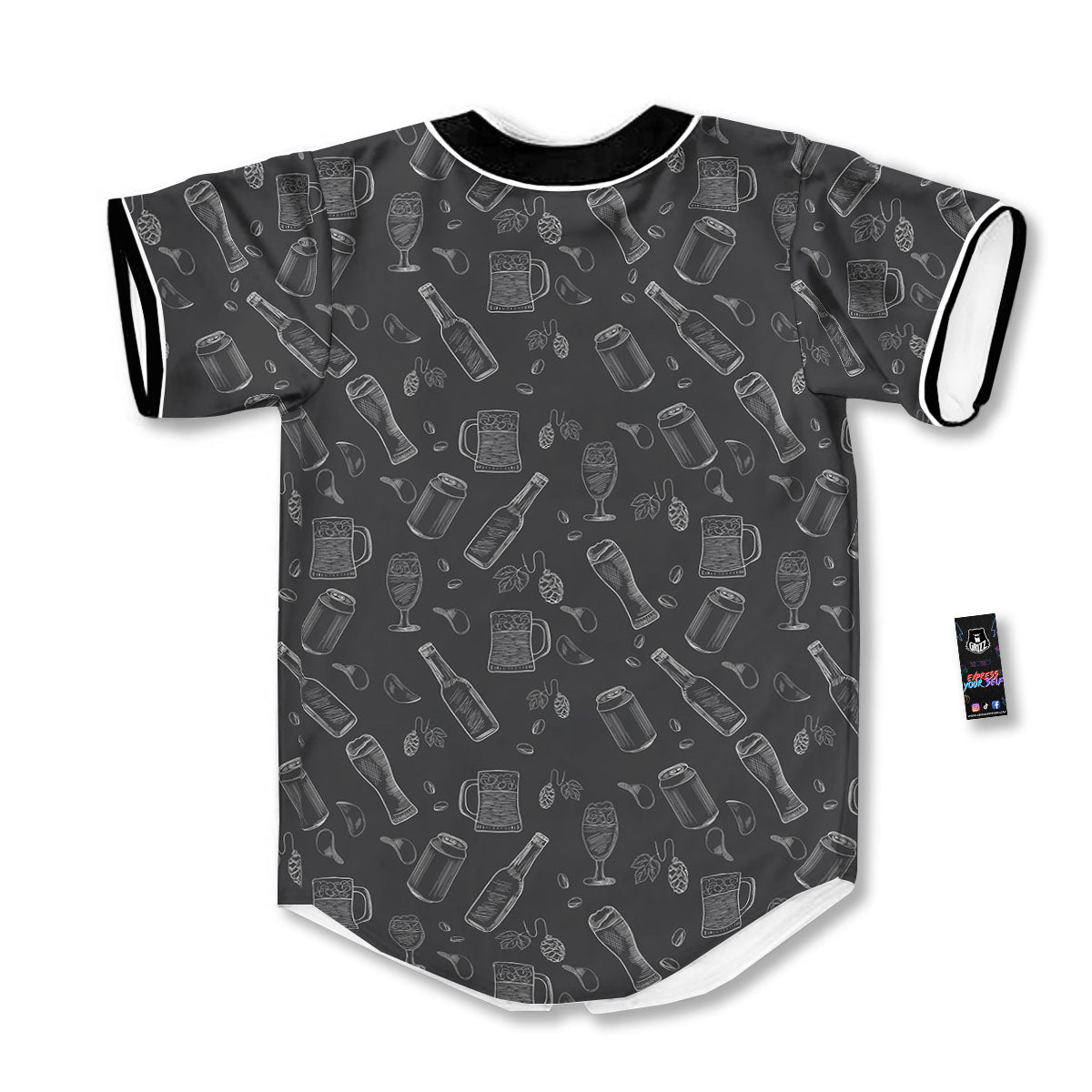 Beer White And Black Print Pattern Baseball Jersey-grizzshop
