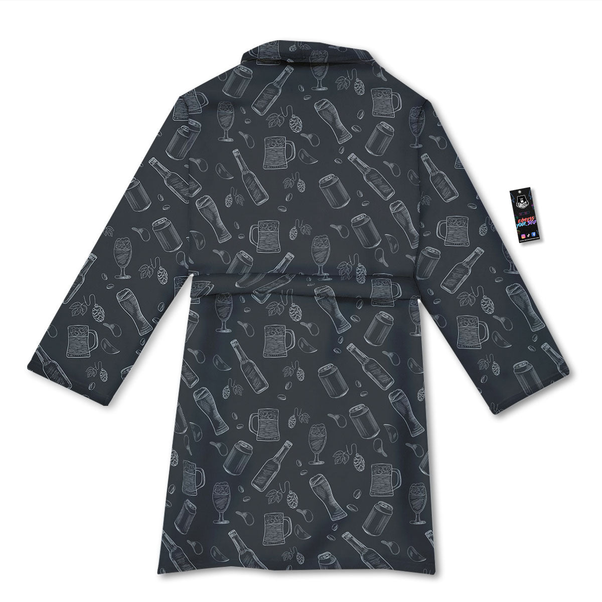 Beer White And Black Print Pattern Bathrobe-grizzshop