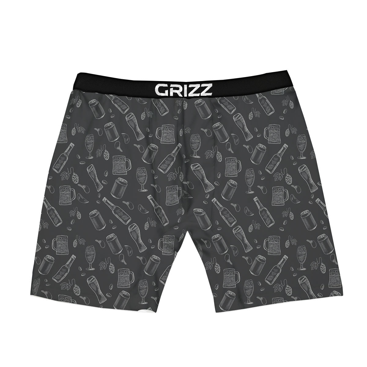 Beer White And Black Print Pattern Boxer Briefs-grizzshop