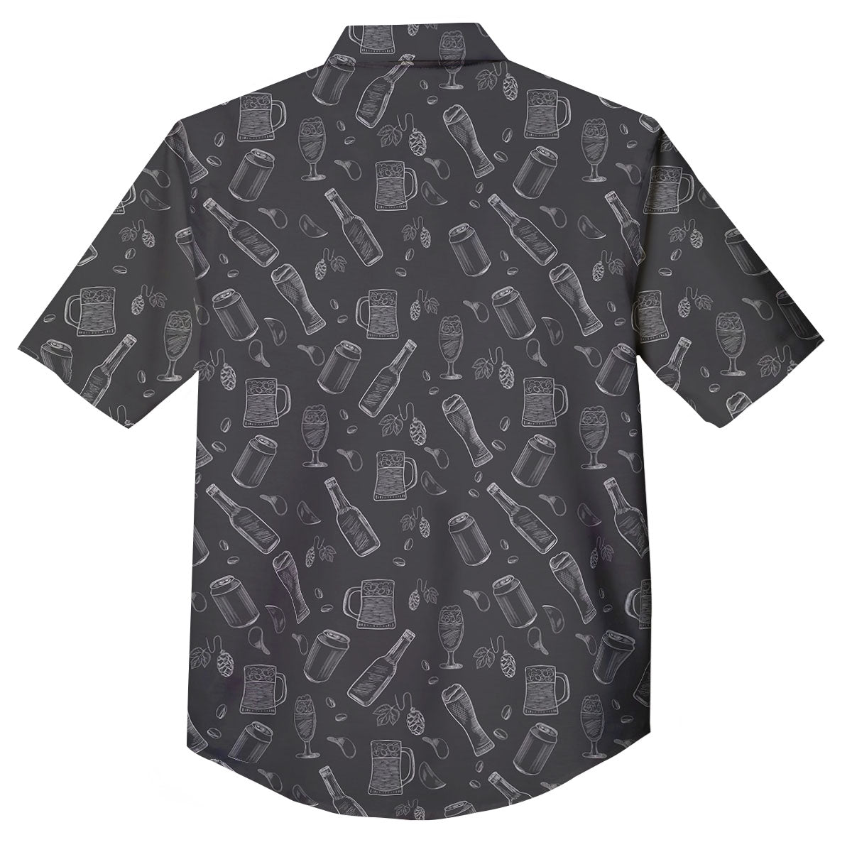 Beer White And Black Print Pattern Button Up Shirt-grizzshop