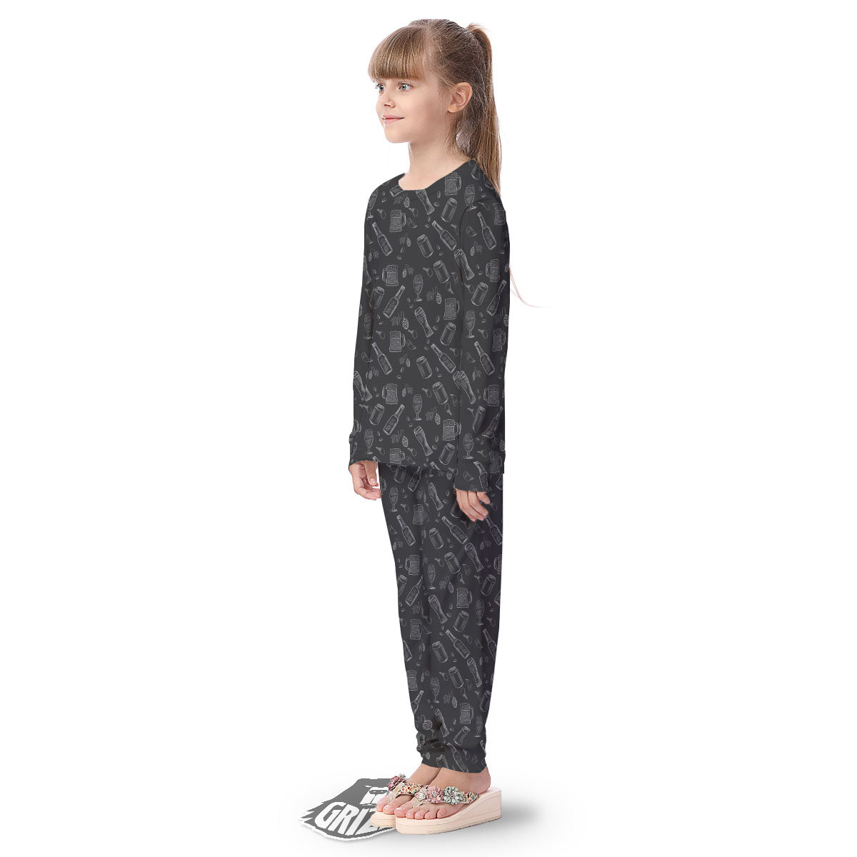 Beer White And Black Print Pattern Kid's Pajamas-grizzshop