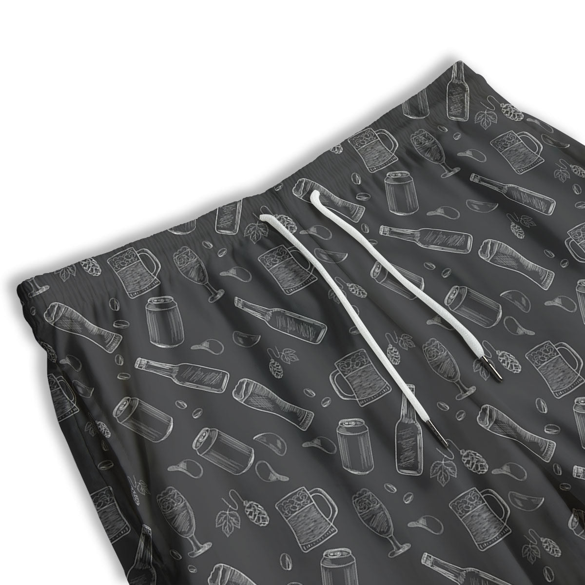 Beer White And Black Print Pattern Men's Athletic Shorts
