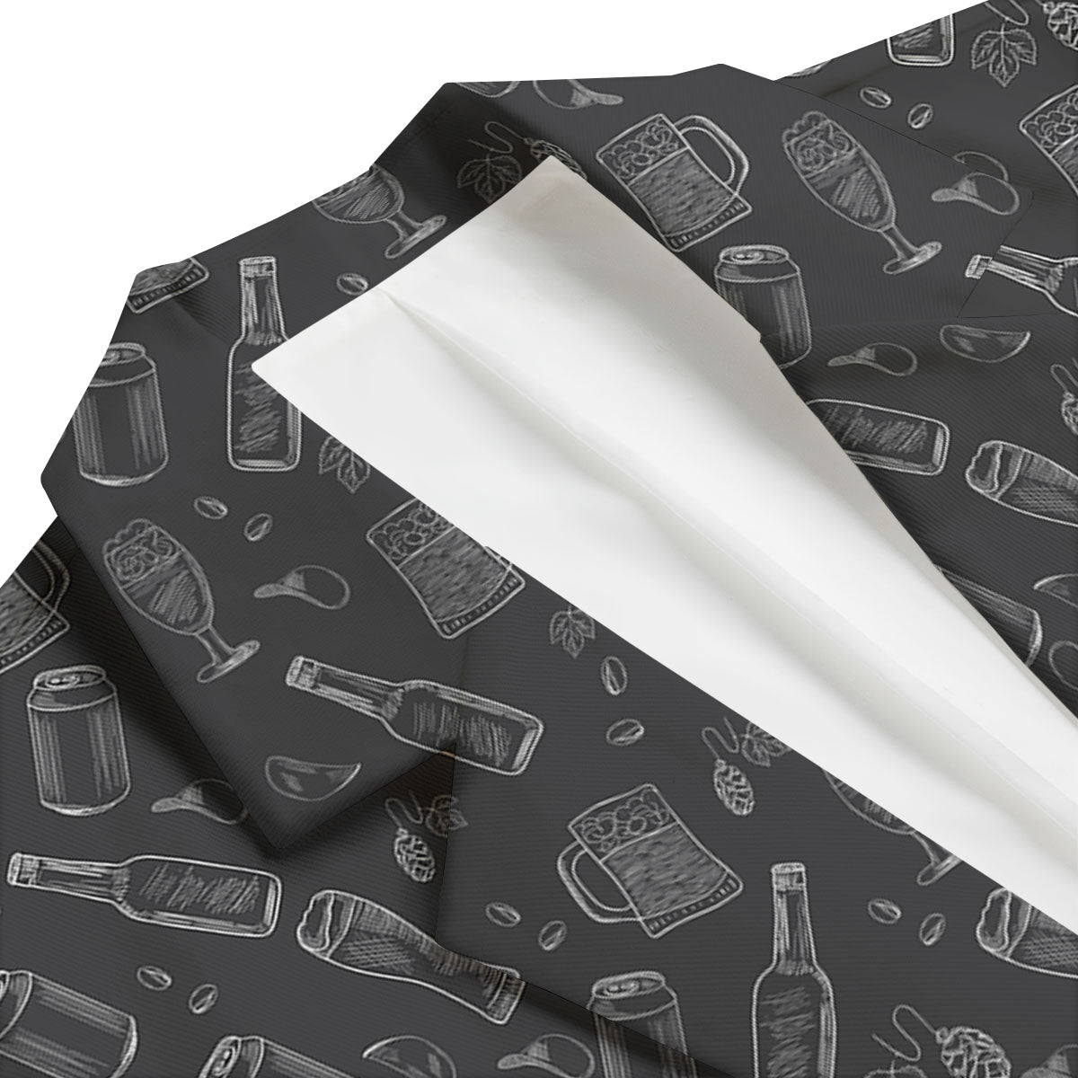 Beer White And Black Print Pattern Men's Blazer-grizzshop