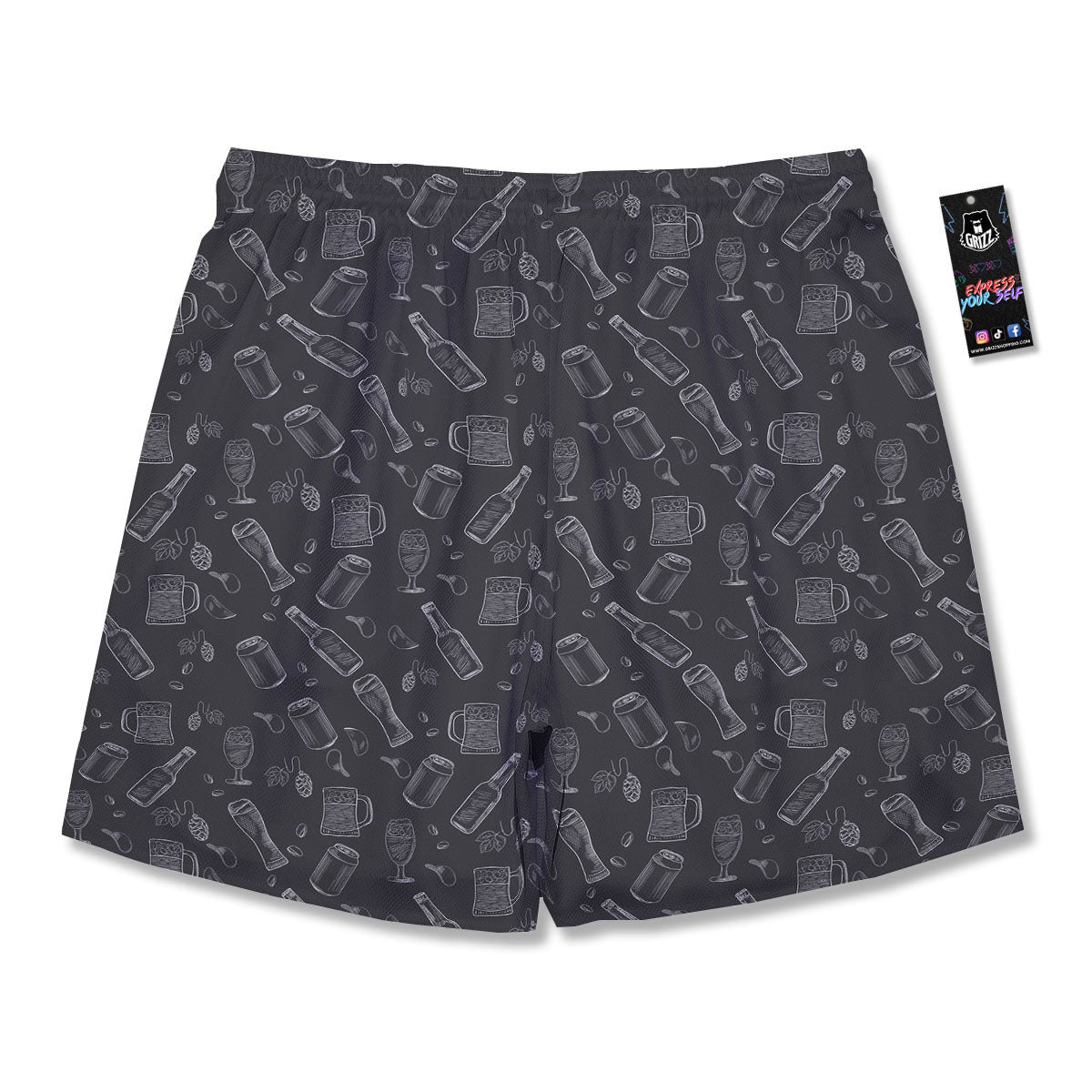 Beer White And Black Print Pattern Men's Running Shorts-grizzshop