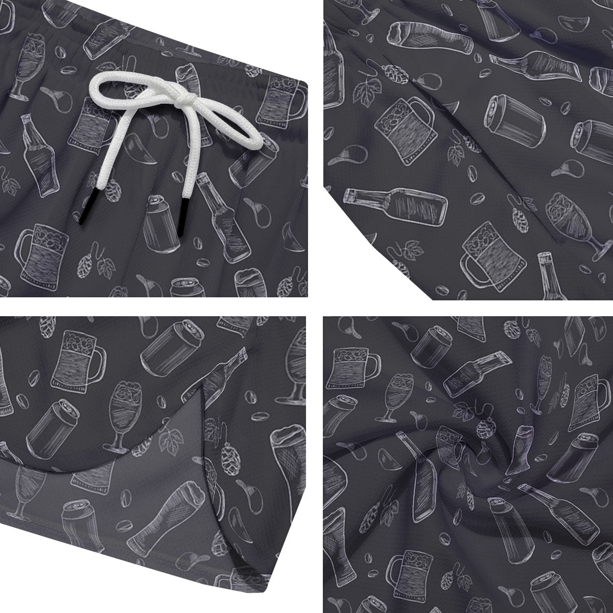 Beer White And Black Print Pattern Men's Running Shorts-grizzshop