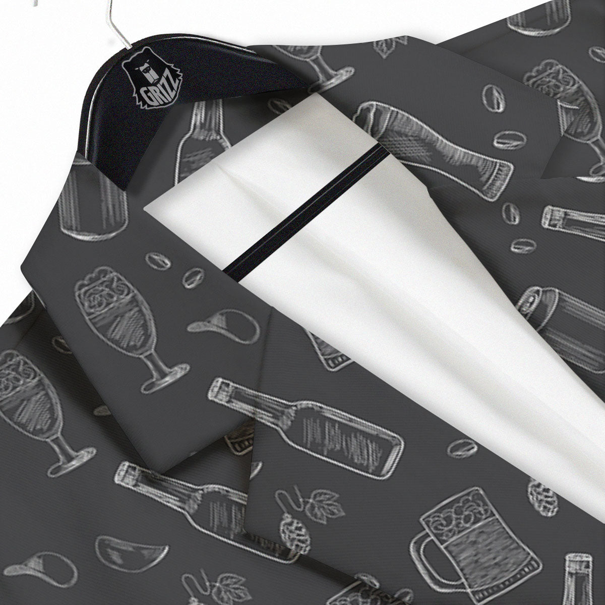 Beer White And Black Print Pattern Men's Sport Coat-grizzshop