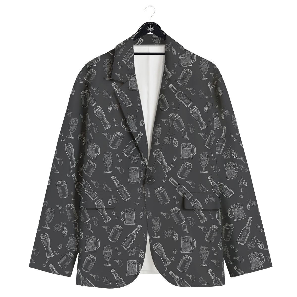 Beer White And Black Print Pattern Men's Sport Coat-grizzshop