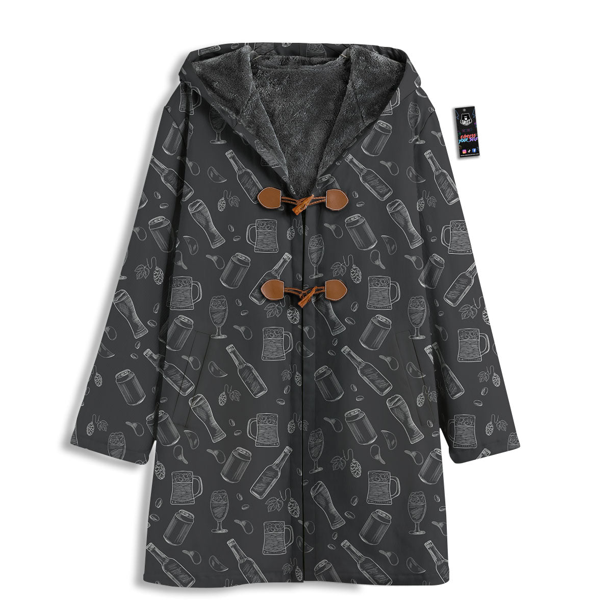 Beer White And Black Print Pattern Men's Windbreaker Jacket-grizzshop