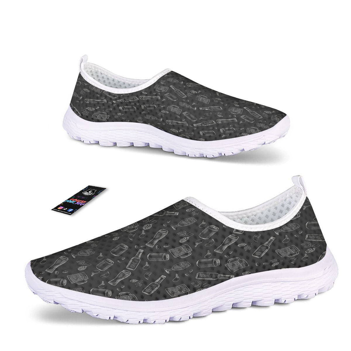 Beer White And Black Print Pattern Nurse Shoes-grizzshop
