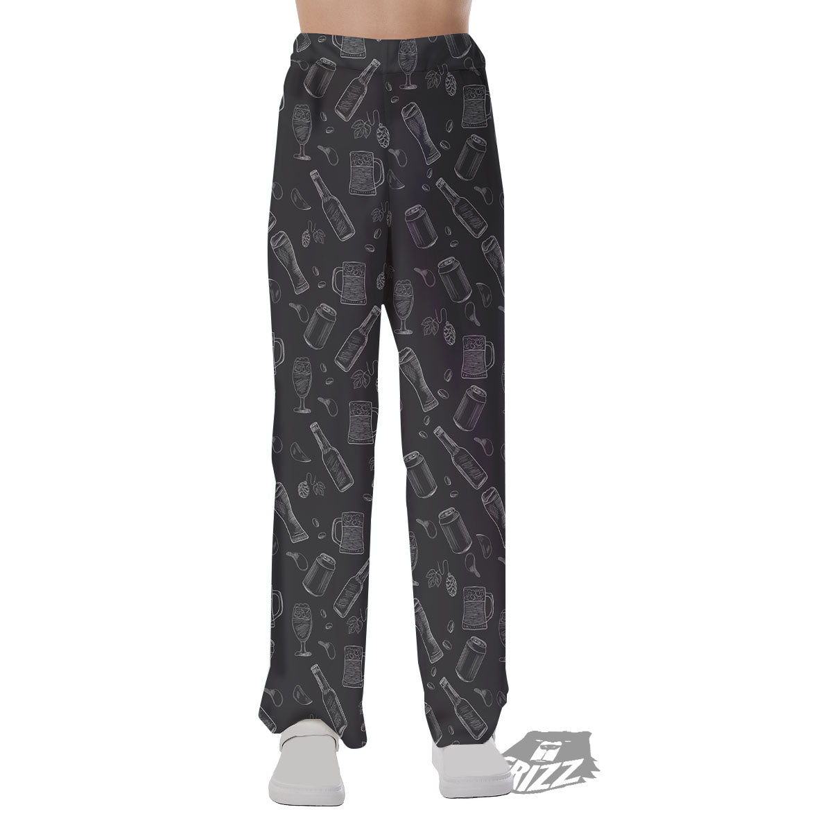 Beer White And Black Print Pattern Pajama Pants-grizzshop